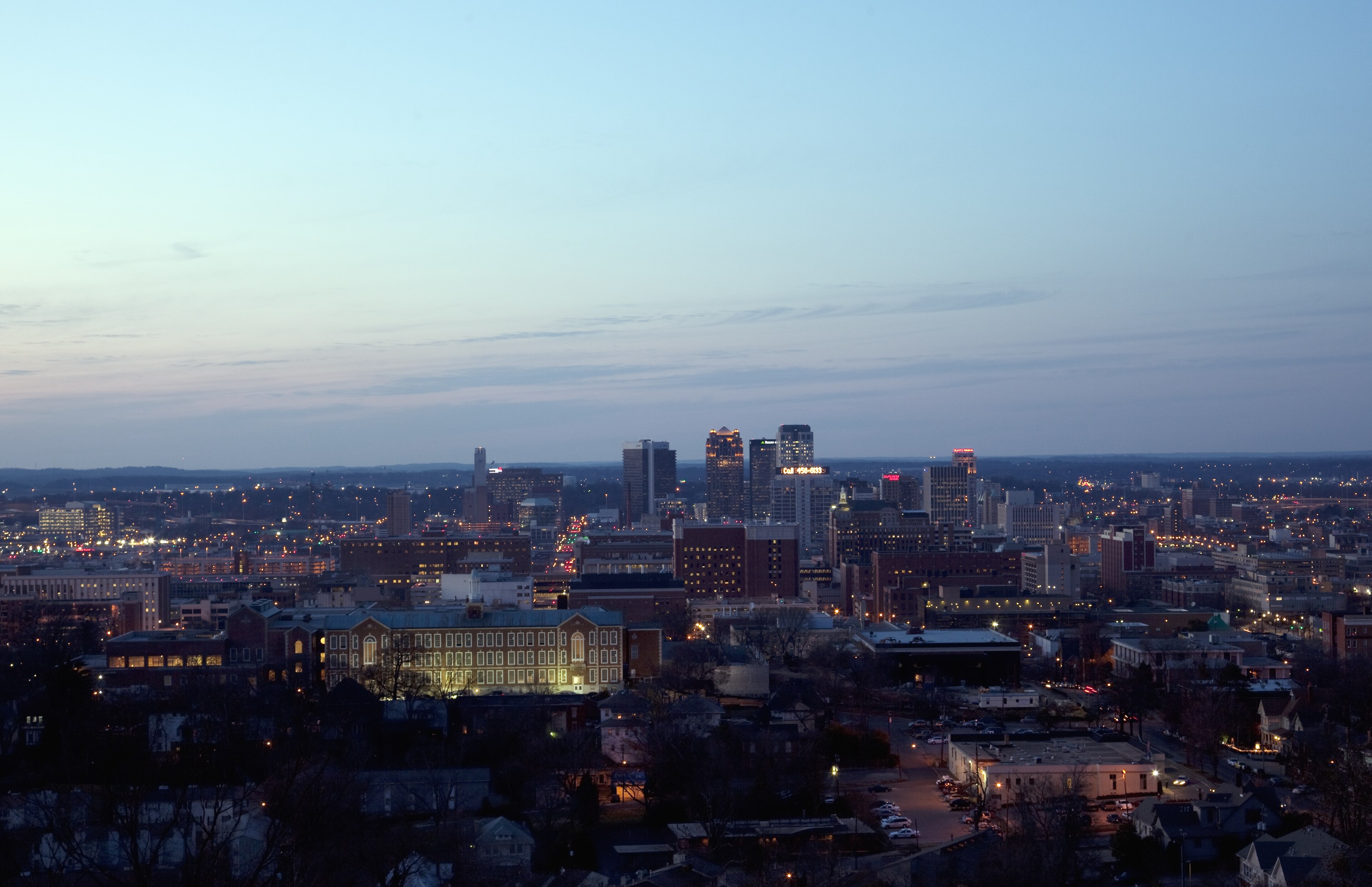 The Birmingham, Alabama skyline at dusk